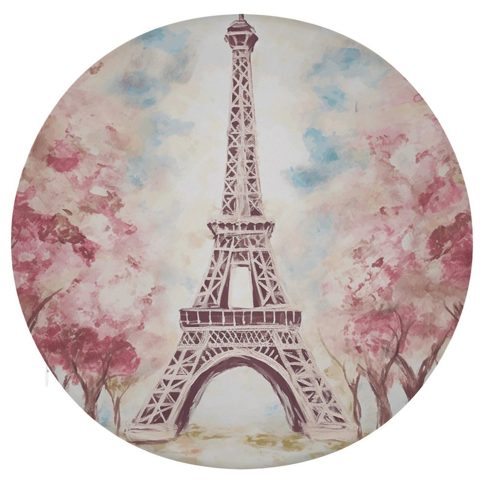 Wsoihfec Style Beautiful Eiffel Tower Paris Seat Cushion Round Chair Pad