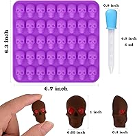 Vista 4 de HUAKENER Moldes de calavera para gomitas, paquete de 2 moldes de caramelo de calavera con 2 goteros, moldes de silicona para chocolate, dulces