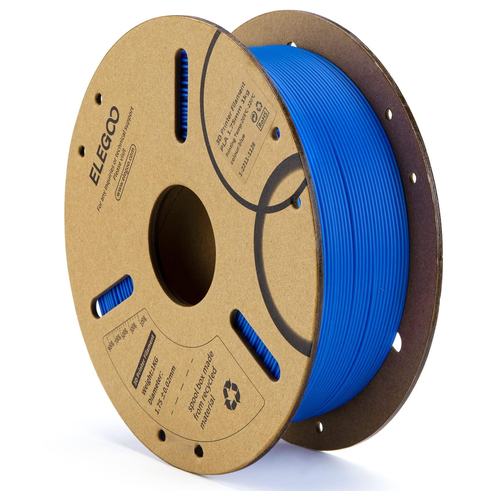 ELEGOO PLA Filament 1.75mm Dark Blue 1KG, 3D Printer Dimensional Accuracy +/- 0.02mm, 1kg Cardboard Spool (2.2lbs) Fits Most FDM 3D Printers