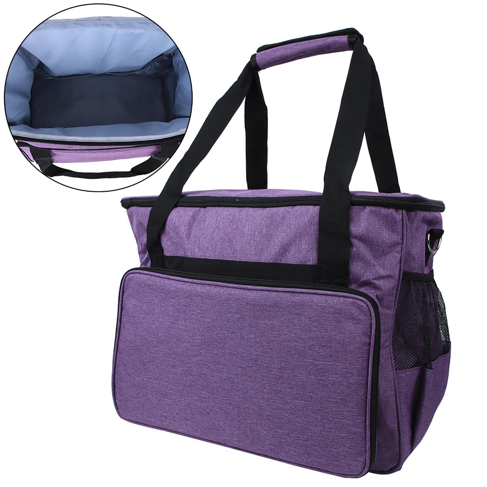 Bolsa De Almacenamiento para Tejer, para Organizador De Lana De Hilo, Agujas De Tejer De Tela Oxford 600D, Gancho De Ganchillo, Material Duradero, Gran Capacidad, Diseño (Púrpura)