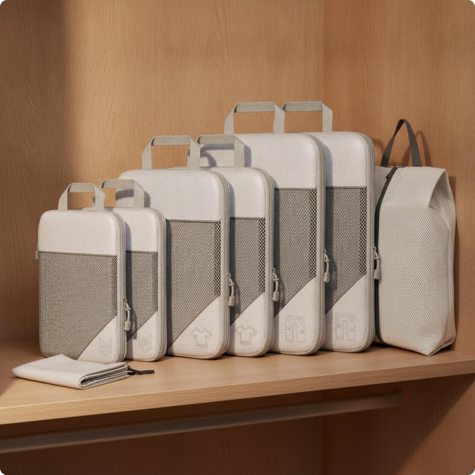 c Rangement Fermure Éclair Léger, c Rangement En Polyester Panneaux En, Portable, pr Vacances, Beige