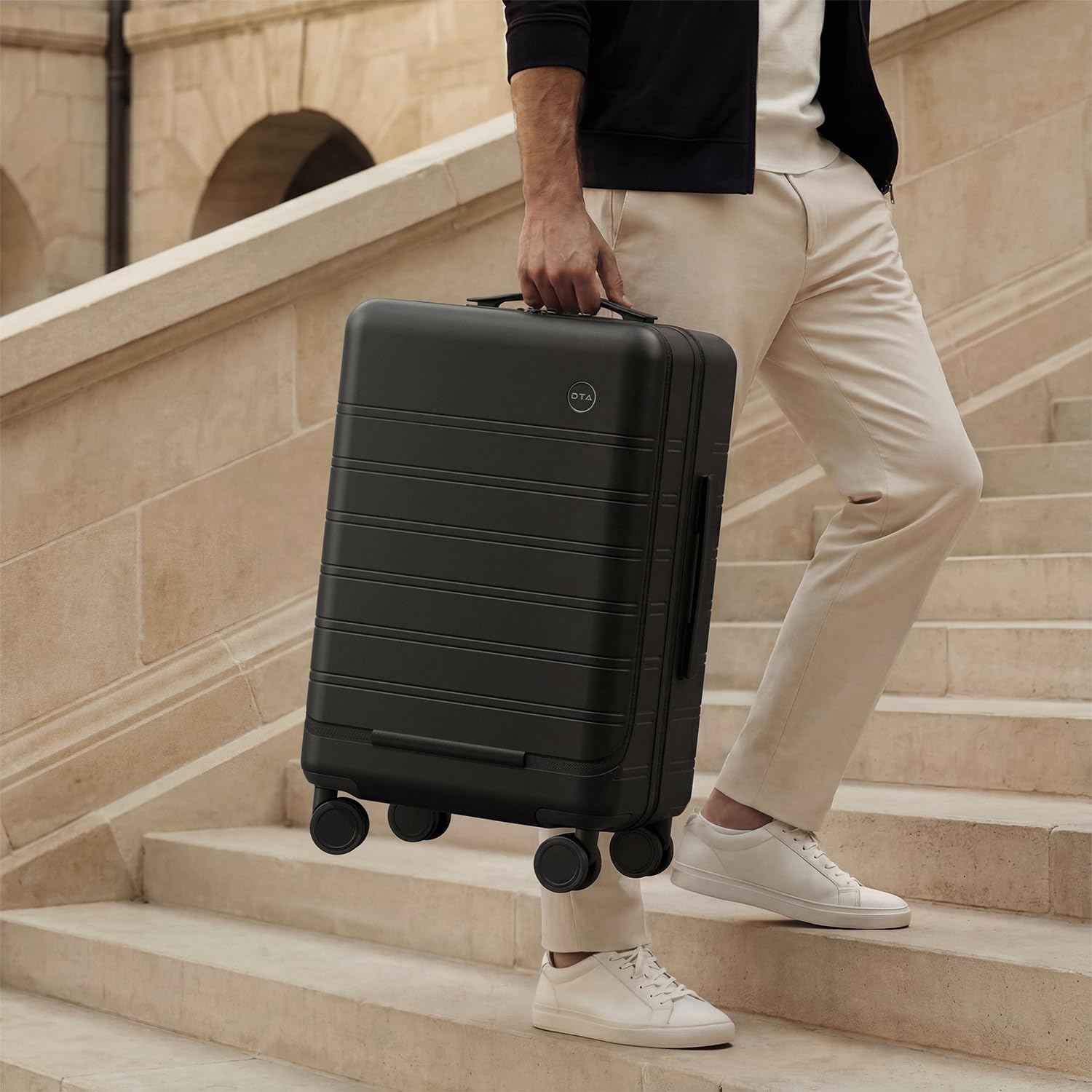 DTA Novaトップオープニング PCハードシェルスーツケース、20インチ国際機内持ち込み手荷物、TSAロック付き、360サイレン