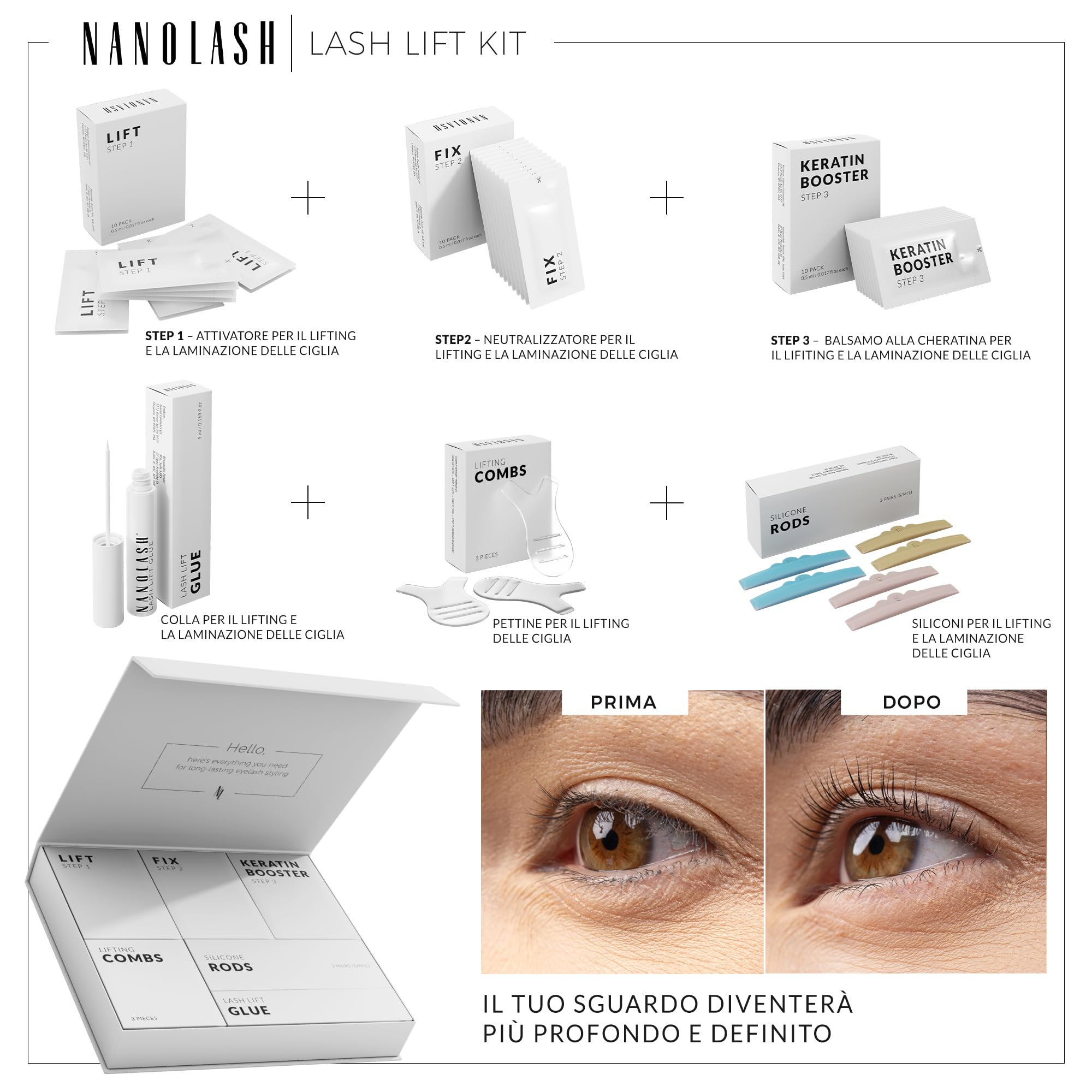 Kit Nanolash per Lifting e Laminazione Ciglia - DIY per Casa e Salone