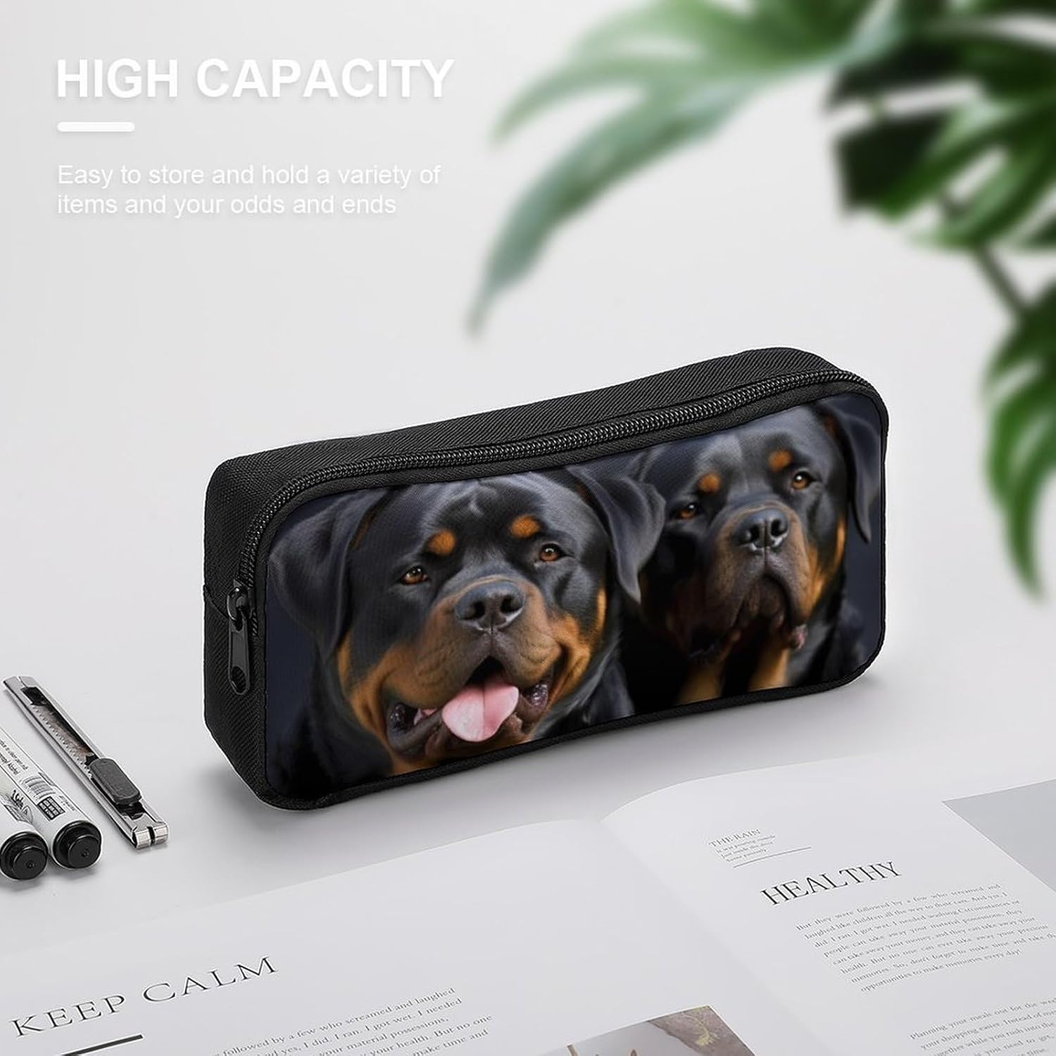Rottweiler Wallpaper Pencil Case Large Capacity Pencil Pouch image 4