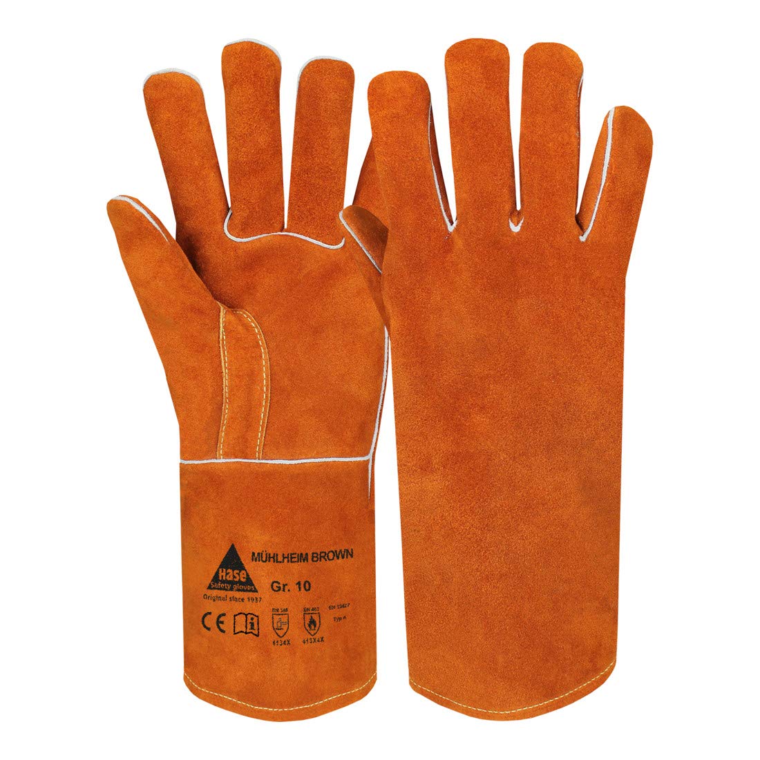 Hase Mühlheim Brown Schweißerhandschuh aus Rindspaltleder Größe 8 6 Stk
