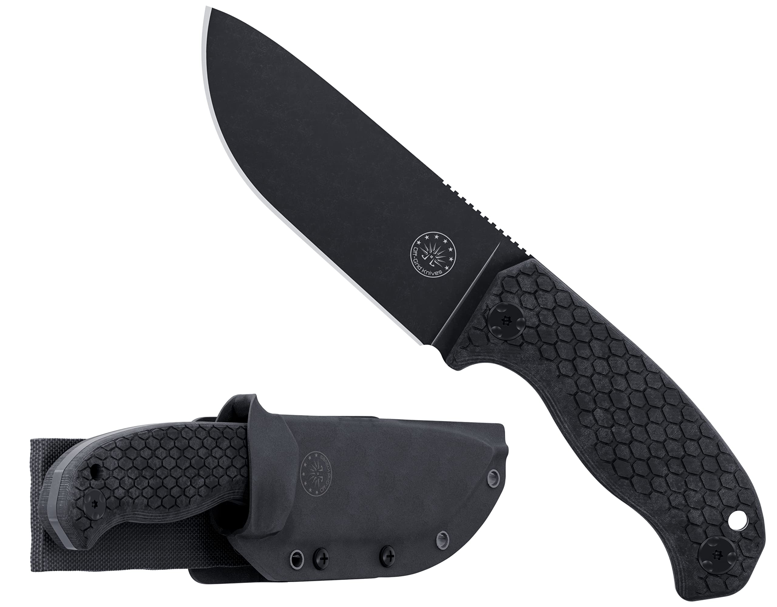 Buy OffGrid Knives TrackerX2 Fixed Blade Camp , Cryo D2 Full Tang with Micarta Scales, Kydex