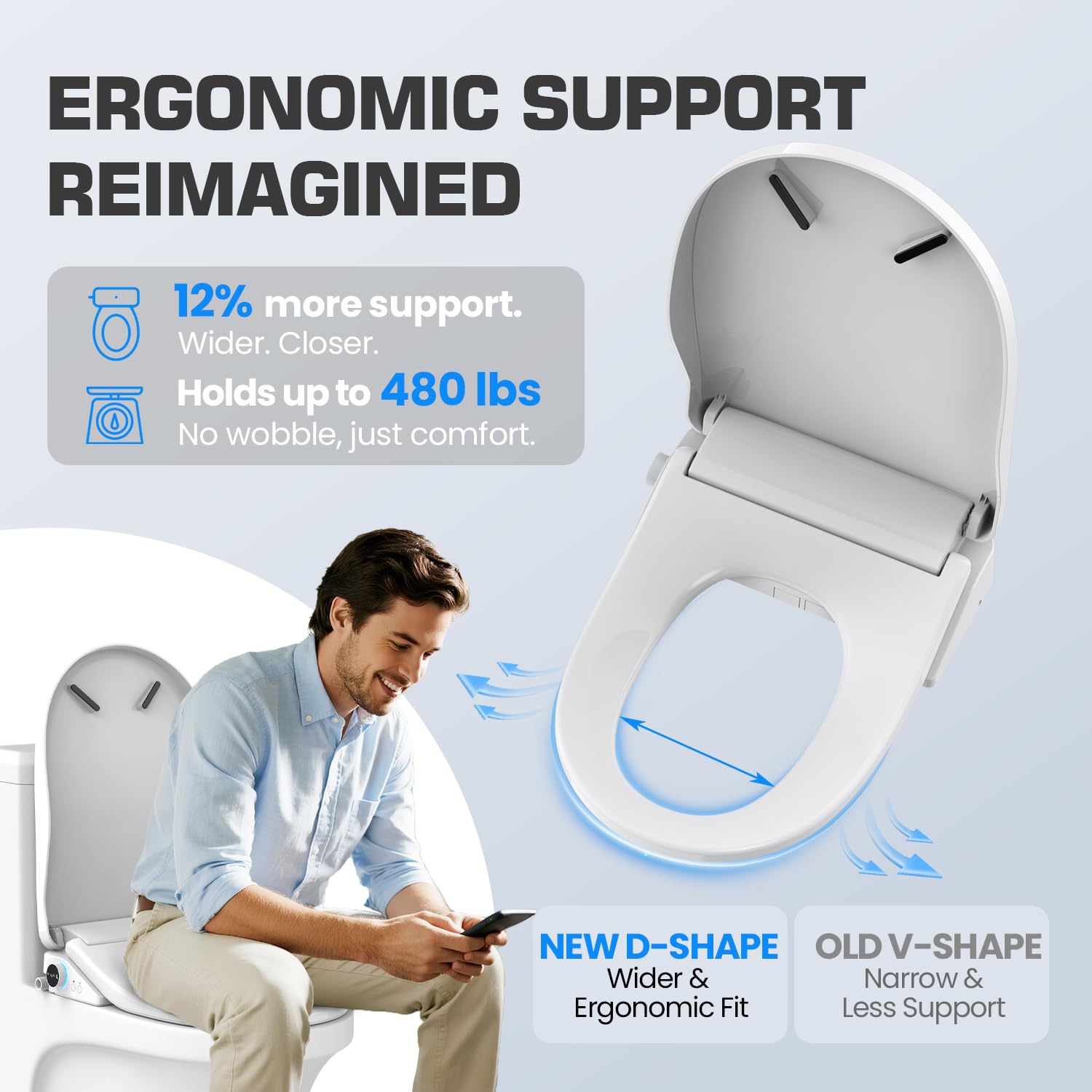 Tadashi Bidet Toilet Seat Elongated Heated Toilet Seat Instant Warm Water Dryer Feminine Rear Wash Self-Clean Nozzle Slow — view 7