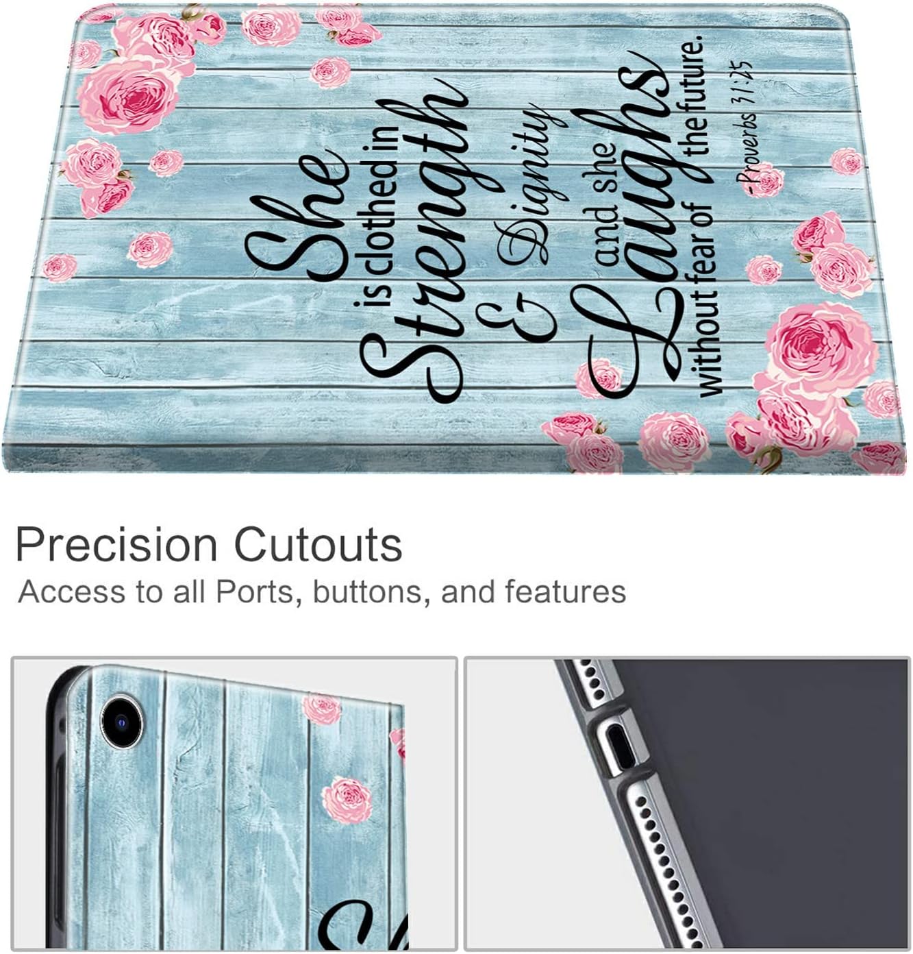 Fire HD 10 & 10 Plus Tablet (13th/11th Generation, 2023/2021 Release) 10.1",Shockproof Slim PU Leather Stand Cover with Auto Sleep/Wake for Fire HD 10 2021/2023,Bible Verse Quote Proverbs 31:25