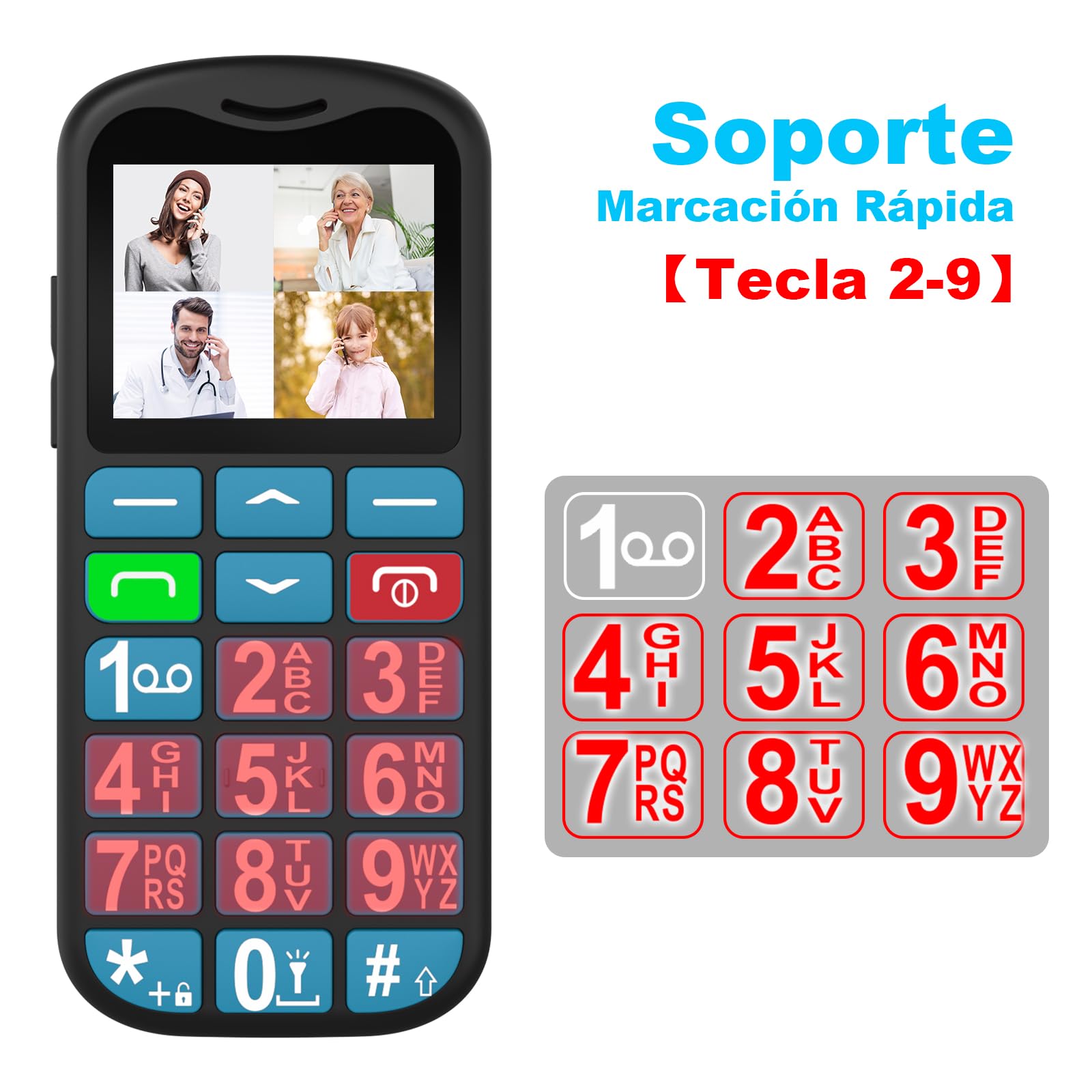 4G Teléfono Móvil para Personas Mayores con Teclas Grandes | Botón SOS | USB-C | Volumen Alto | Base Cargadora | Pantalla de 1,8 Pulgadas | Fácil de Usar Celular para Ancianos | Nano SIM Slot