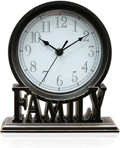 clumsy pets Reloj de mesa de 6.5 pulgadas, estilo vintage, sin tictac, funciona con pilas, con movimiento de cuarzo, vidrio HD para dormitorio, sala