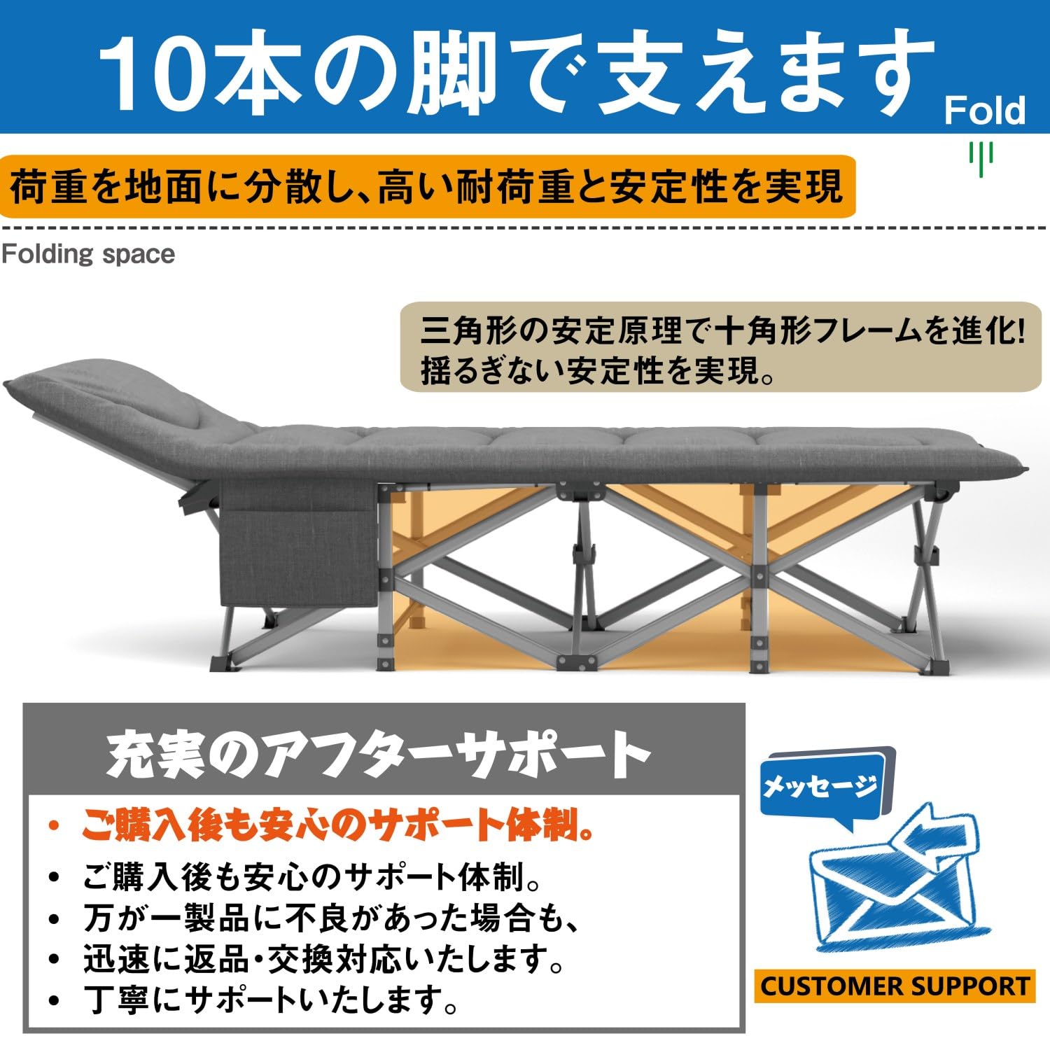 Amazon.co.jp: ANYATE 折りたたみベッド 簡易ベッド コット 室内外兼用