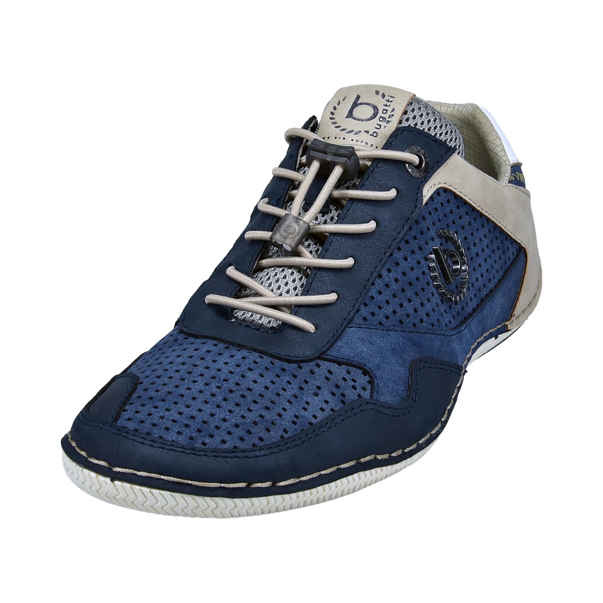bugatti Men's Casual Sneaker with Flexible Sole, lace-up Shoe with Memory Foam, Elastic Laces, Dark Blue Blue, 6.5 UK