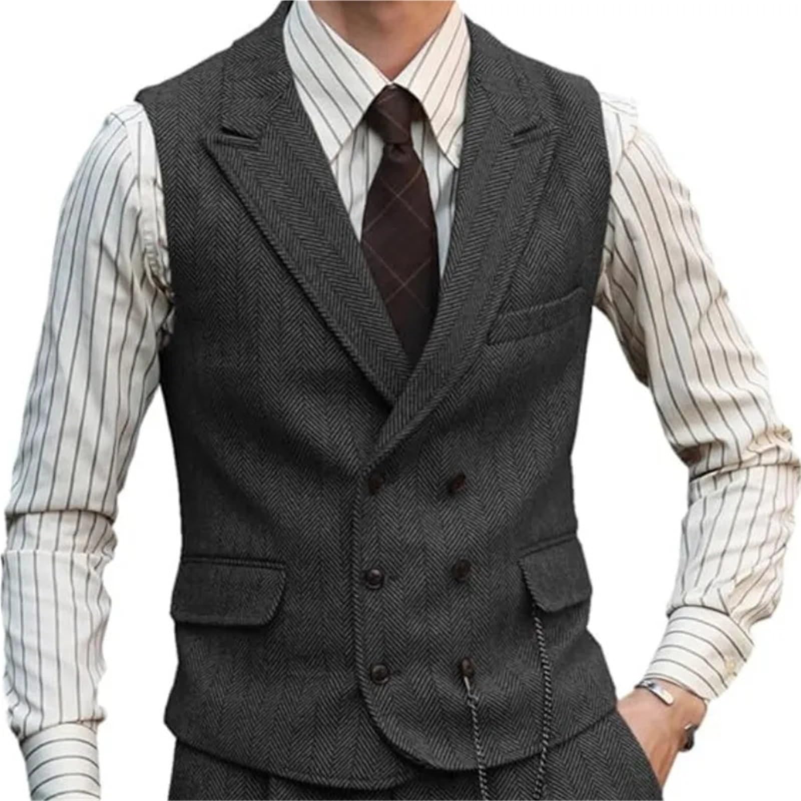 Gilet da uomo in pelle scamosciata marrone lavoro vintage regolare slim banchetto Per matrimoni, eventi aziendali