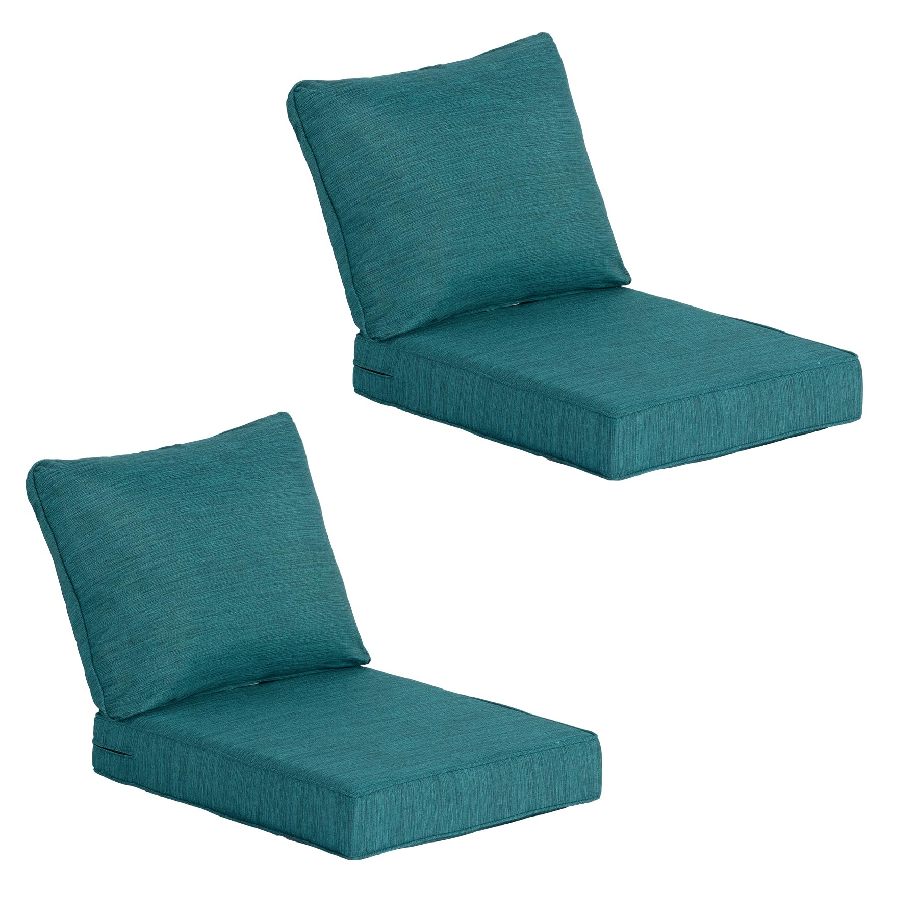 24"x27.5" outdoor deep seat patio cushions set of 2, deep seat bottom resilient foam filling water-resistant stain-resistant uv resistant weather resistant with ykk zippers, malachite