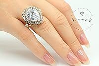 Vista 4 de Handmade White Cubic Zirconia Ring 925 Sterling Silver – Ottoman Hürrem Statement Jewelry, Engagement or Bridal Ring, Gift for Women