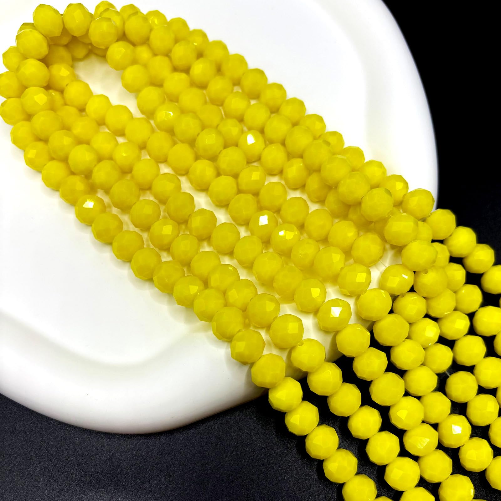 265 perline di vetro per la creazione di gioielli, perline briolette in vetro briolette da 10 mm, per la realizzazione di bracciali, perline di vetro giallo sfaccettate sfuse per artigianato