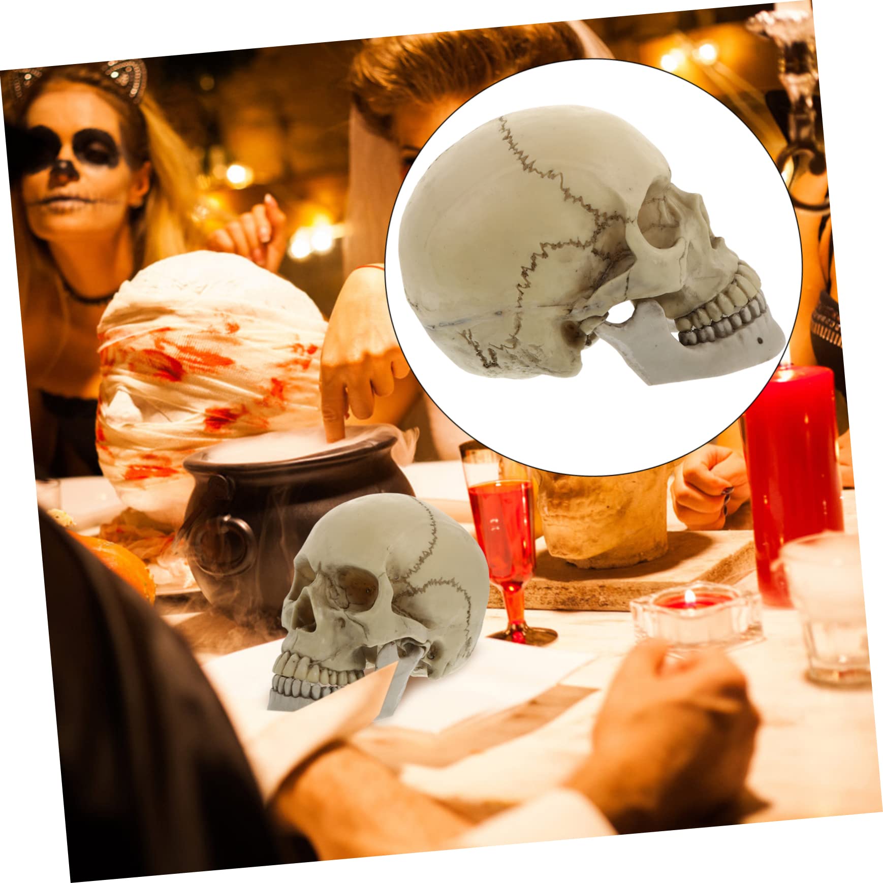 POPETPOP Simulación De Cráneo De Resina Estatua De Cráneo para Adultos Decoración De Halloween para Temáticos como Fiestas y Exhibiciones