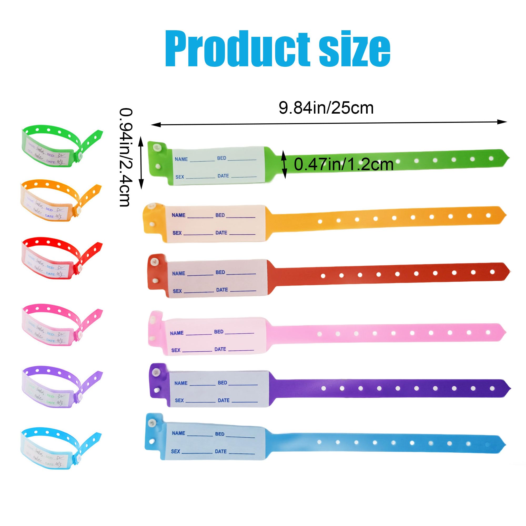 XCSJ PVC ID Bracelets, Waterproof, ID Bracelet for Adults and Teens, Entrance Wristbands, Hospital Identification Bracelet (6 Colours) - Image 2