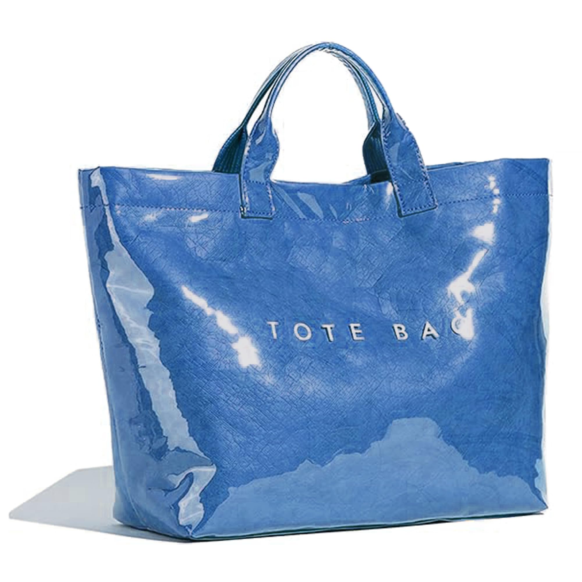 BBIQI PVC Tote Bag for Women Plastic Tote Bag Letters Print Handbag Hobo Bags for Work Shopping Gift