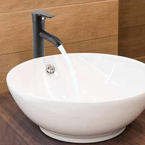 Miniatura 3 de Grifo de lavabo negro mate, grifo de baño alto de cascada, grifo de baño monomando de un solo orificio con boquilla rectangular grande, grifo de