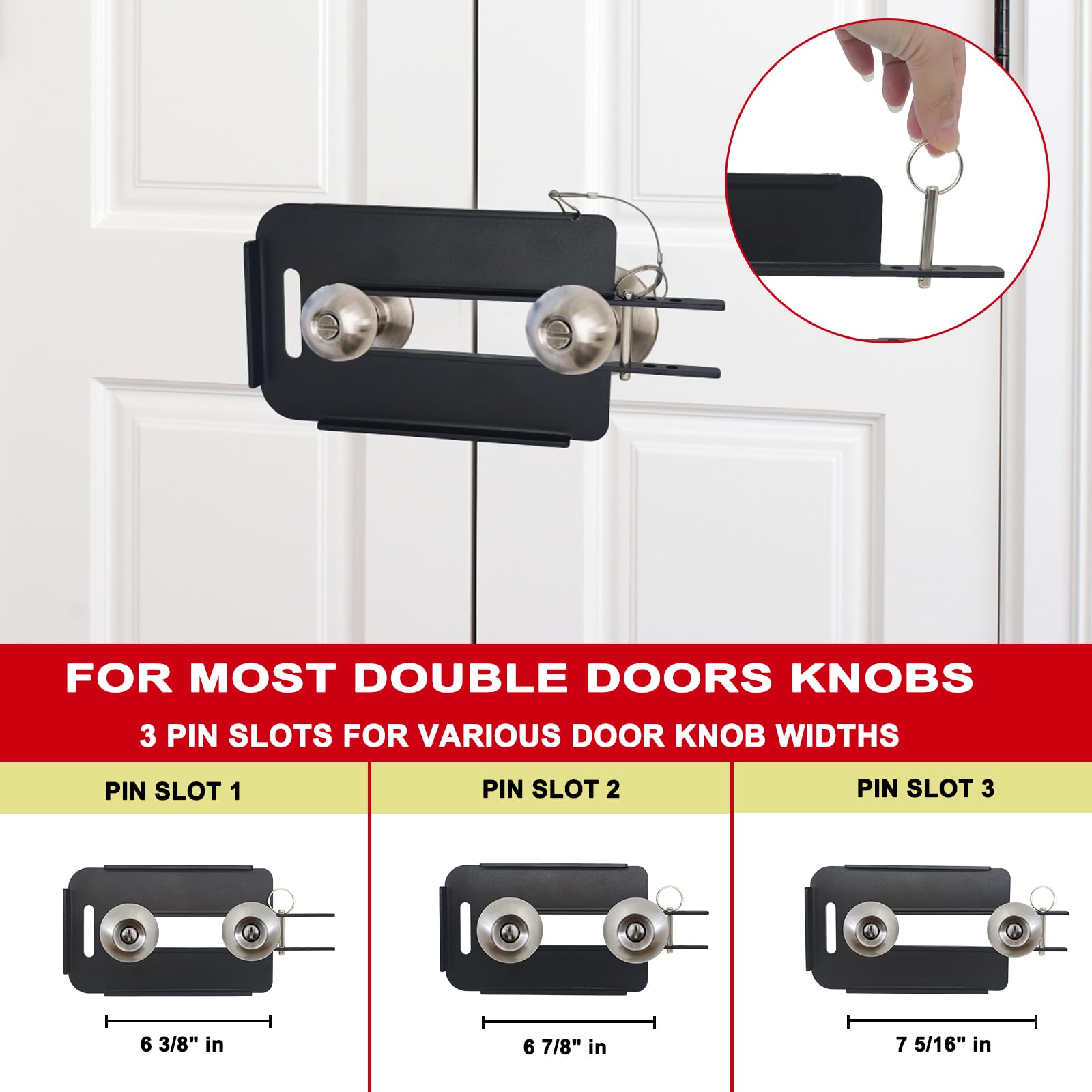 Cerradura de puerta francesa | Cerradura de refuerzo de puerta doble ajustable para puertas francesas seguridad del hogar | Añade alta seguridad para evitar la entrada no autorizada del hogar |