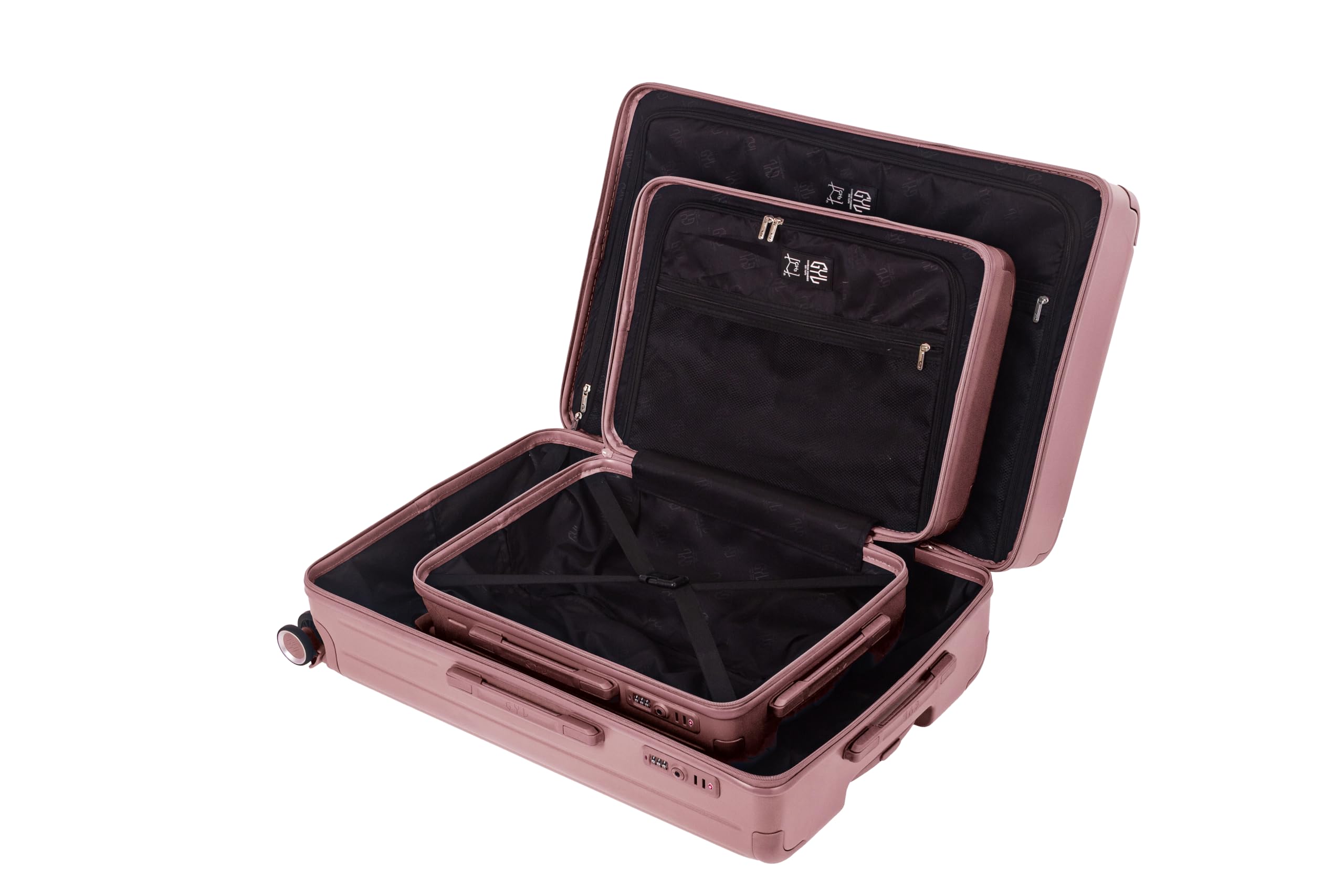 GYL Intemporelle Set de 2 Valises – Cabine + Moyenne Valise Rigide Légère en 100% Polycarbonate avec Serrure TSA, roulettes Pivotantes et Poignée Ergonomique – Rose Gold