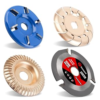Pomsare Tungsten Carbide Angle Grinder Wood Carving Disc Grinding Wheel, Wood Sanding Cutting Wheel Shaping Discs, Wood Shaper for Angle Grinder 4 1/2 inch with 5/8 & 7/8 Arbor
