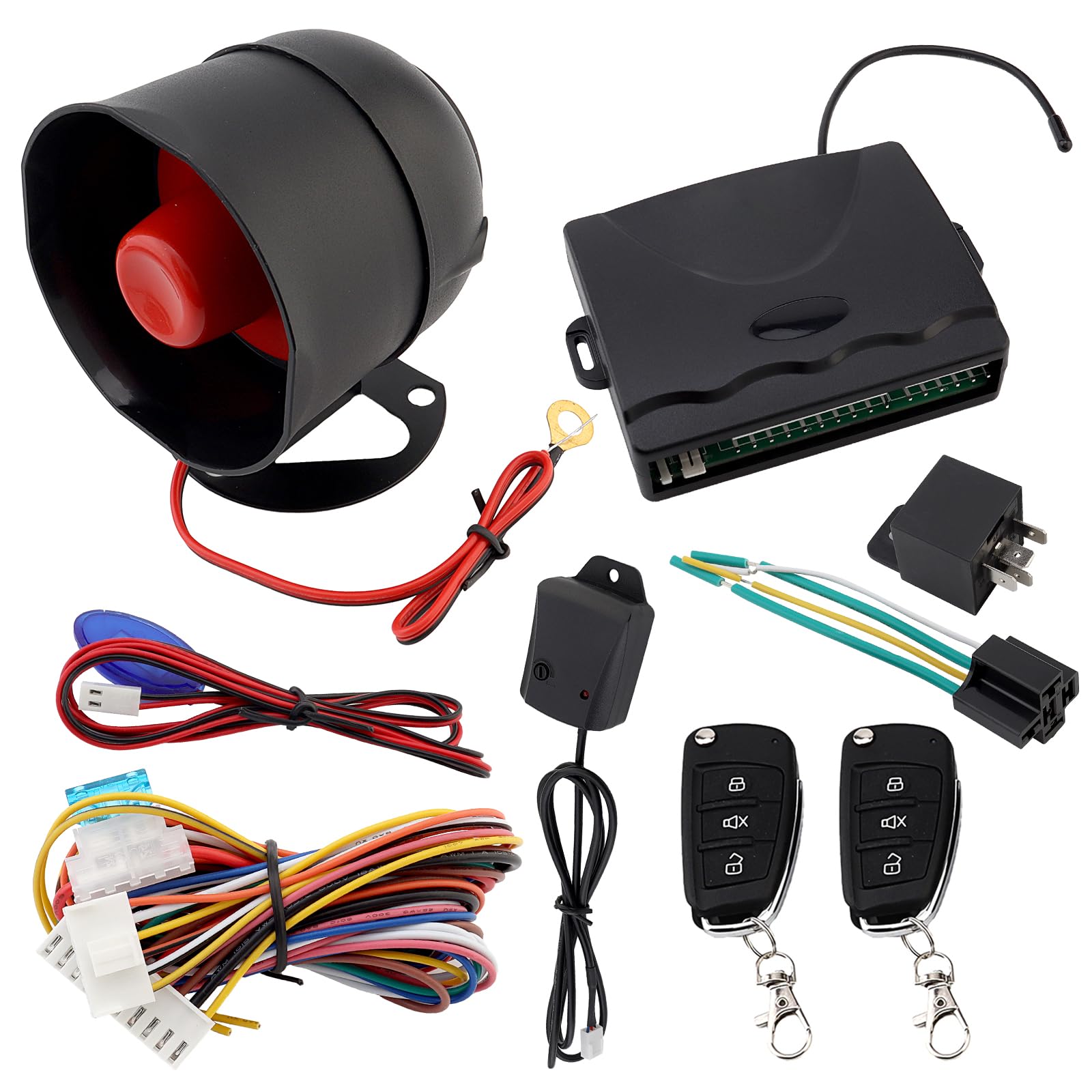 Universal 12V Auto Car Alarm Keyless Entry System with Remote Control Siren Sensor