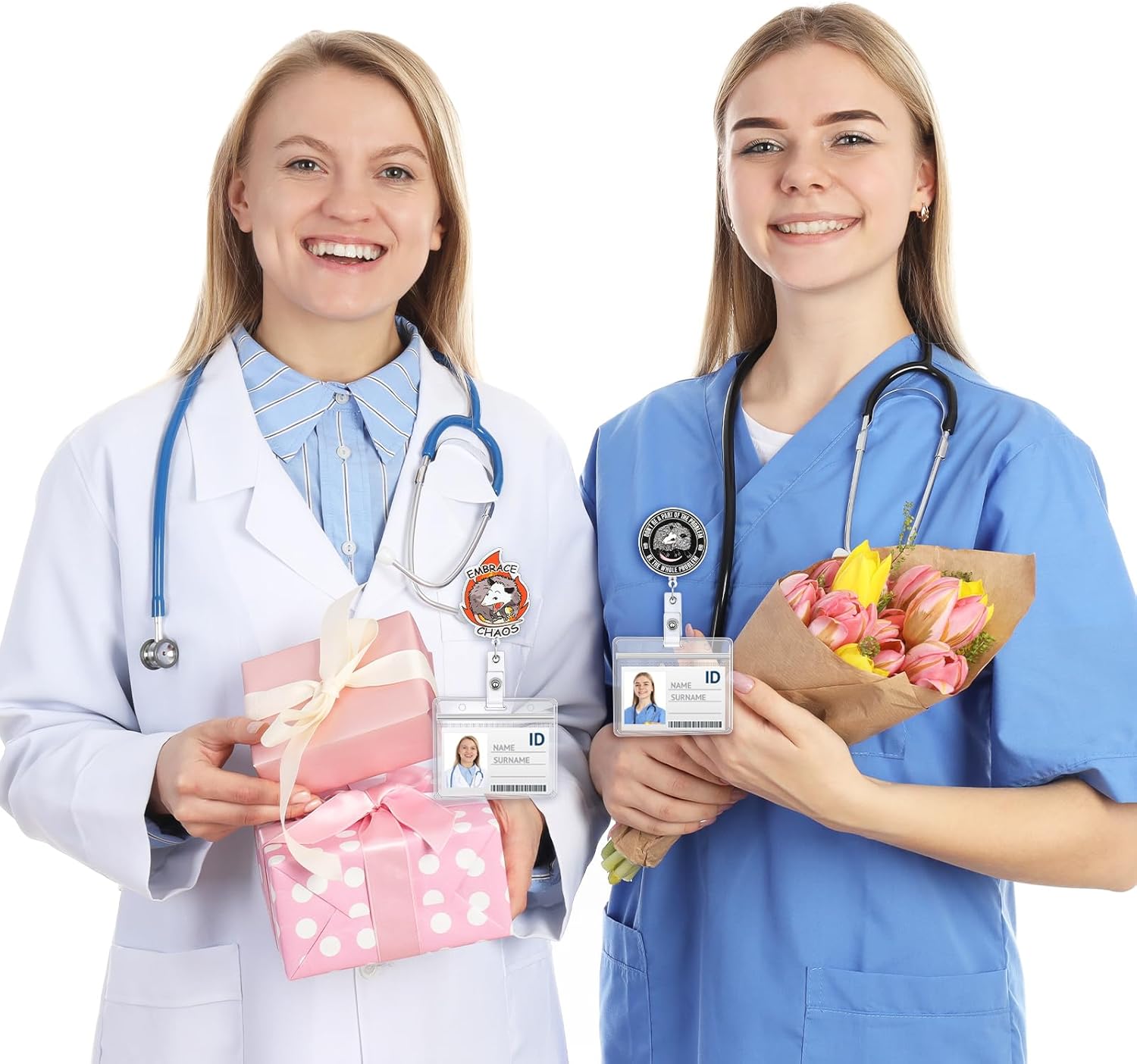 Geyoga 4 Pcs Funny Opossum Badge Reel Retractable Possum Badge Holder Dark Humor ID Alligator Clip Nursing Nicu Accessories for Vet Tech Nurse Doctor Medical Office Worker Teacher Possum Lover Gifts - Image 4