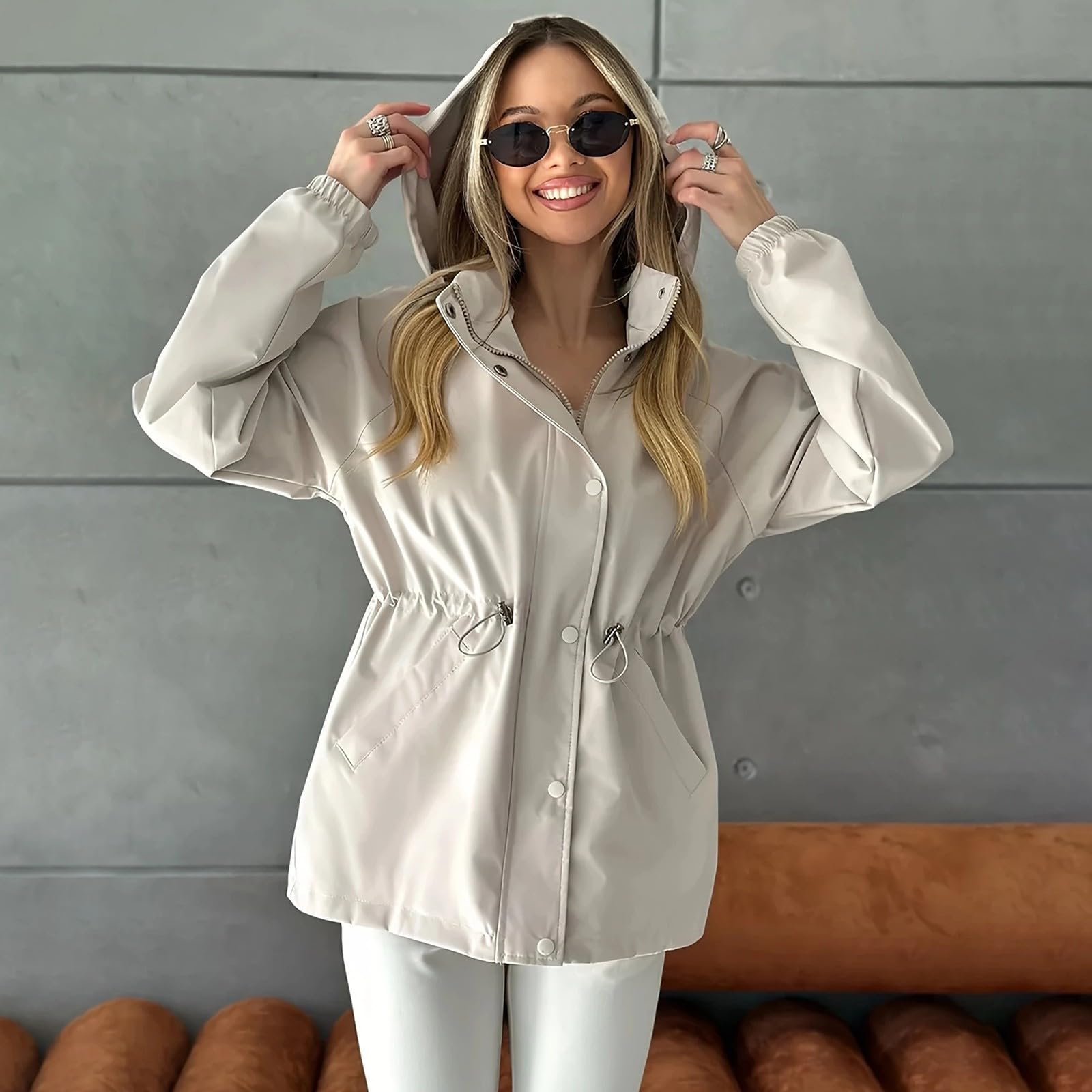Impermeabile Da Donna, Lungo, Con Cappuccio, Trench Foderato, Giacca A, Viaggio Per Pioggia Antivento Donna Ciclismo Vento Invernale Antipioggia Cappuccio Waterproof Jackets Women