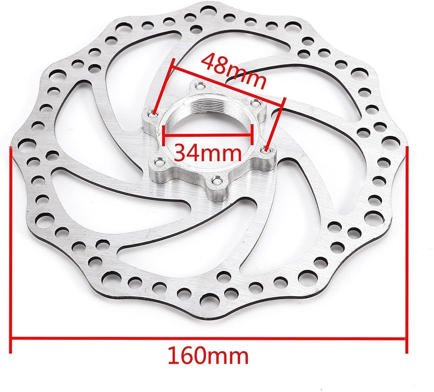 ONBICLE Cycle Disc Brake Plates with ring for Bicycle High Strength plate, Brake Disk Plate Flange Type Threaded Disc Brake Disc 160Mm 1