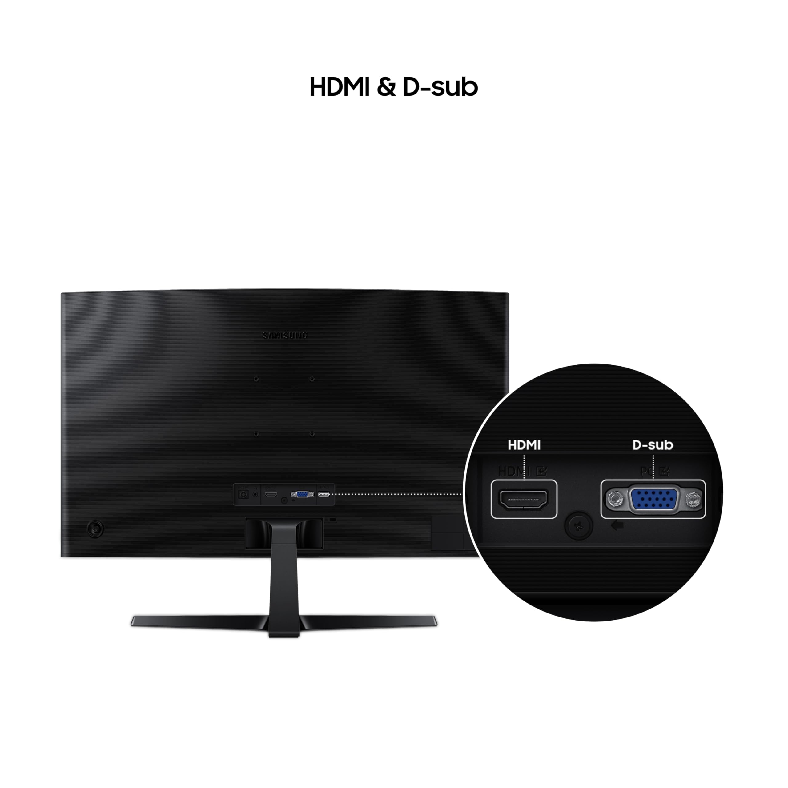 Samsung 27" (68.5cm) 100Hz Curved Monitor|1800R Curved Screen|100Hz|4ms|SRGB 95%|Ports-HDMI,D-Sub,Headphone|Game Mode|EyeSaver Mode|16.7M Color Support|Flicker Free|Off Timer Plus|LS27D368GAWXXL|Black — Amazon image 5
