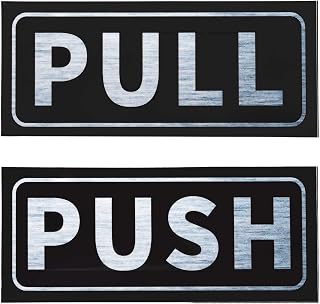 PATIKIL Push Pull Door Sign, 1 Set 2"x5" PVC Self-Adhesive Waterproof Horizontal Pull Push Sticker Sign for Office Store Shop Glass Door, Silver
