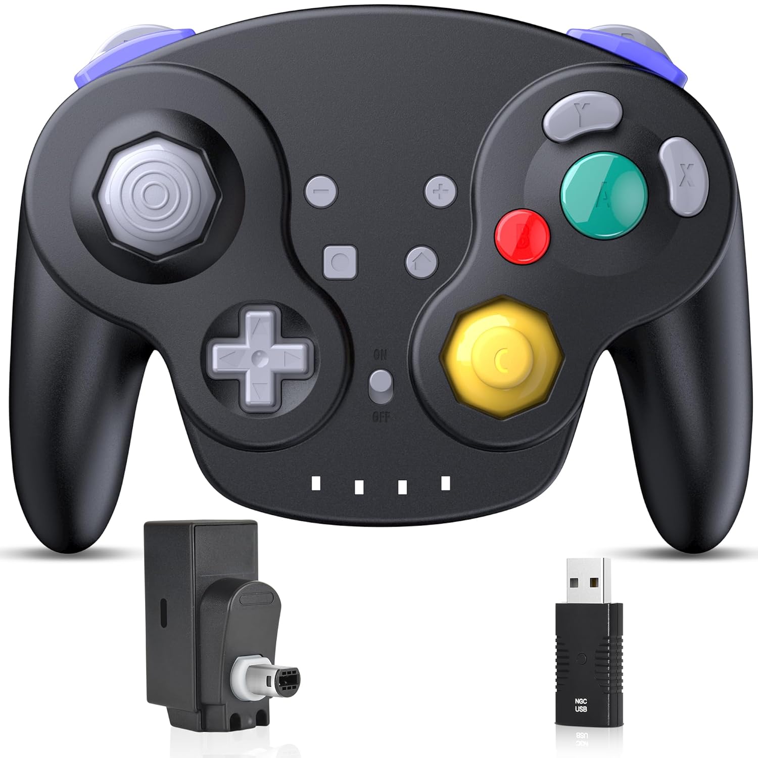 2.4 GHz Wireless NGC Switch Online Controller, USB Receiver & GameCube Receiver, Compatible with GameCube/Switch NSO, Windows PC iOS Mac Raspberry Pi, Steam Deck (Rechargeable) (Plug and Play) Black