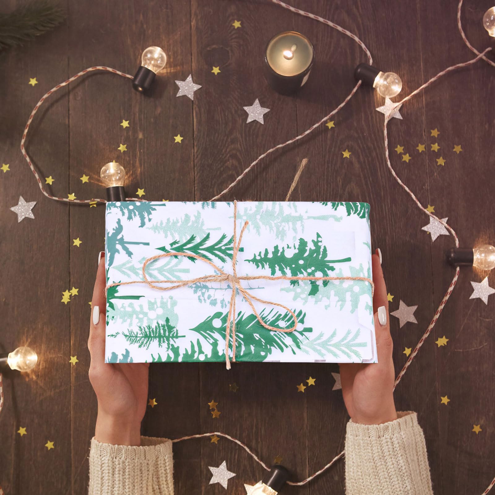 30st Seidenpapier Winter, 50x35cm Pinie Tannenbaum Seidenpapier für Geschenktüten Geschenkpapier aus Seidenpapier zum Verpacken von Weihnachten Hochzeiten Geburtstagen Partys Basteln Kunst