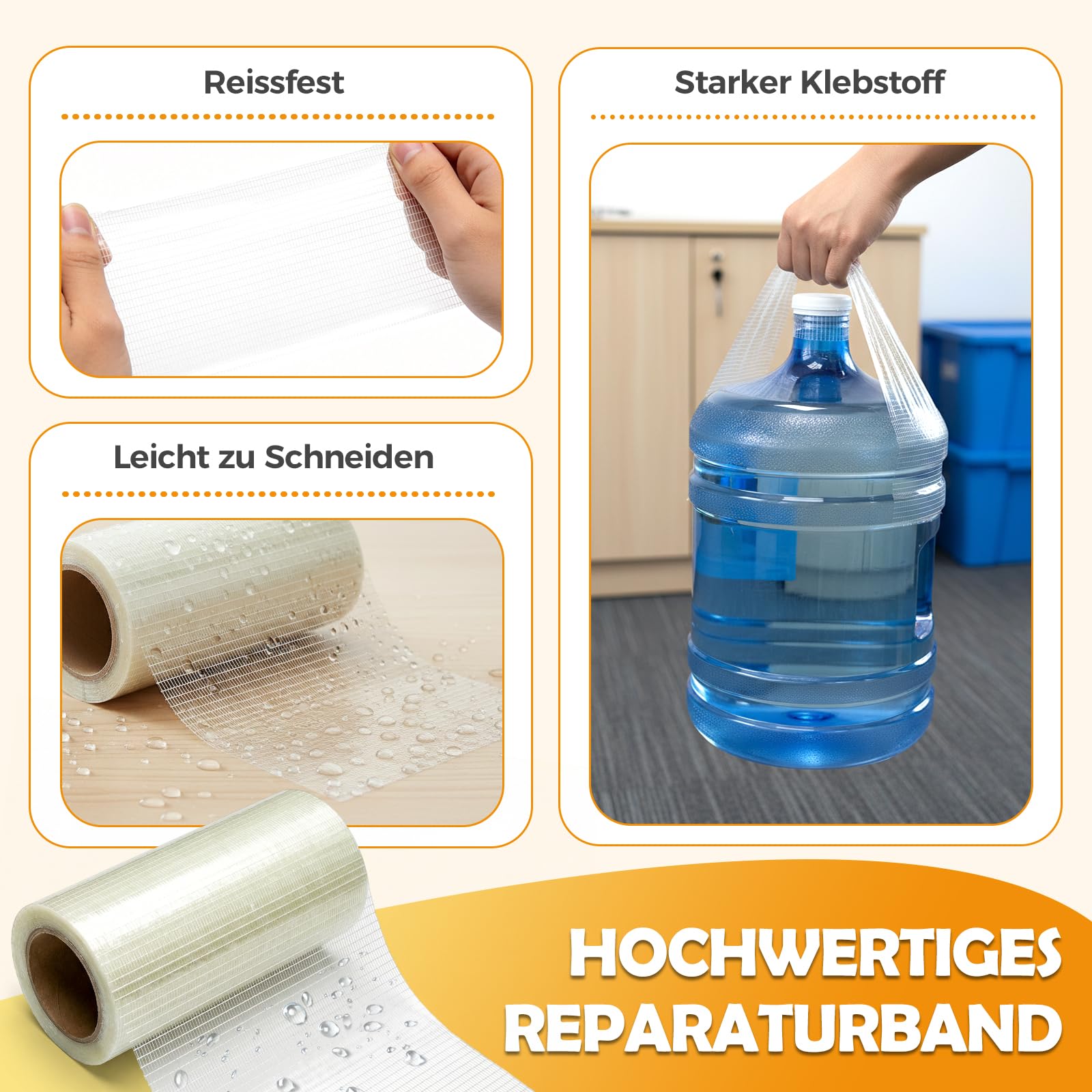 letcdfer 15cm x 9 m Reparaturband für Markisen, Zelt Reparaturset, Markisen Reparatur Klebeband Segel-Band, Riss Reparatur Pctch Kit für Campingzelte, Autoabdeckungen und Bootsabdeckungen Sport & Freizeit