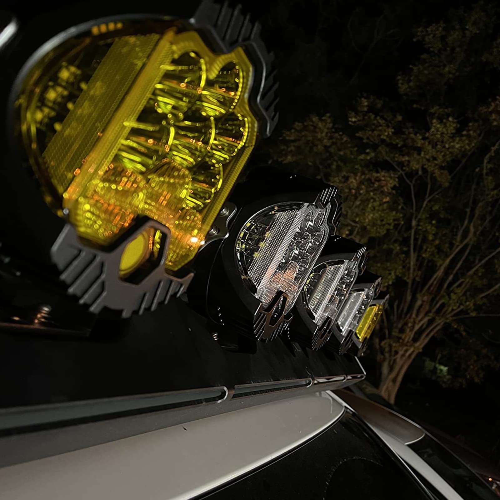 AUXTINGS 2 szt. 18 cm 75 W Amber Flood Bottom Yellow Offroad Side Shooter reflektor roboczy lampa jezdna IP67 do kampera ciężarówki traktor pojazdy terenowe, 10-30 V