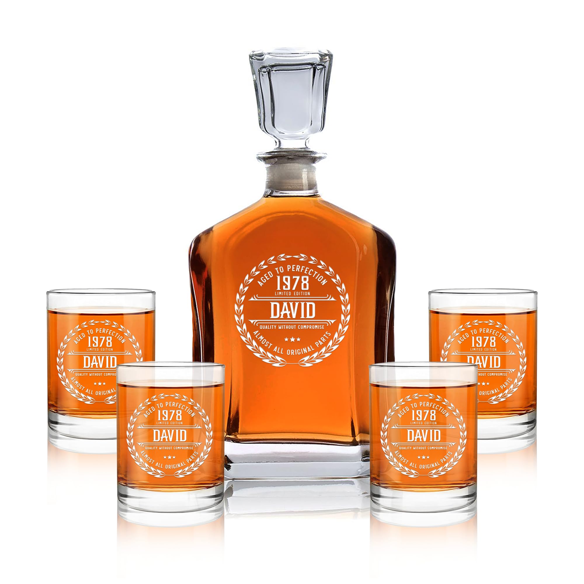 Personalized Whiskey Decanter - 4 Designs - Birthday Gifts for Men 2025, Dad, Husband, Him, Boyfriend - Men Whiskey Gifts - Personalized Gifts for Men - Bourbon, Scotch Gifts - Fathers Day Gift Ideas