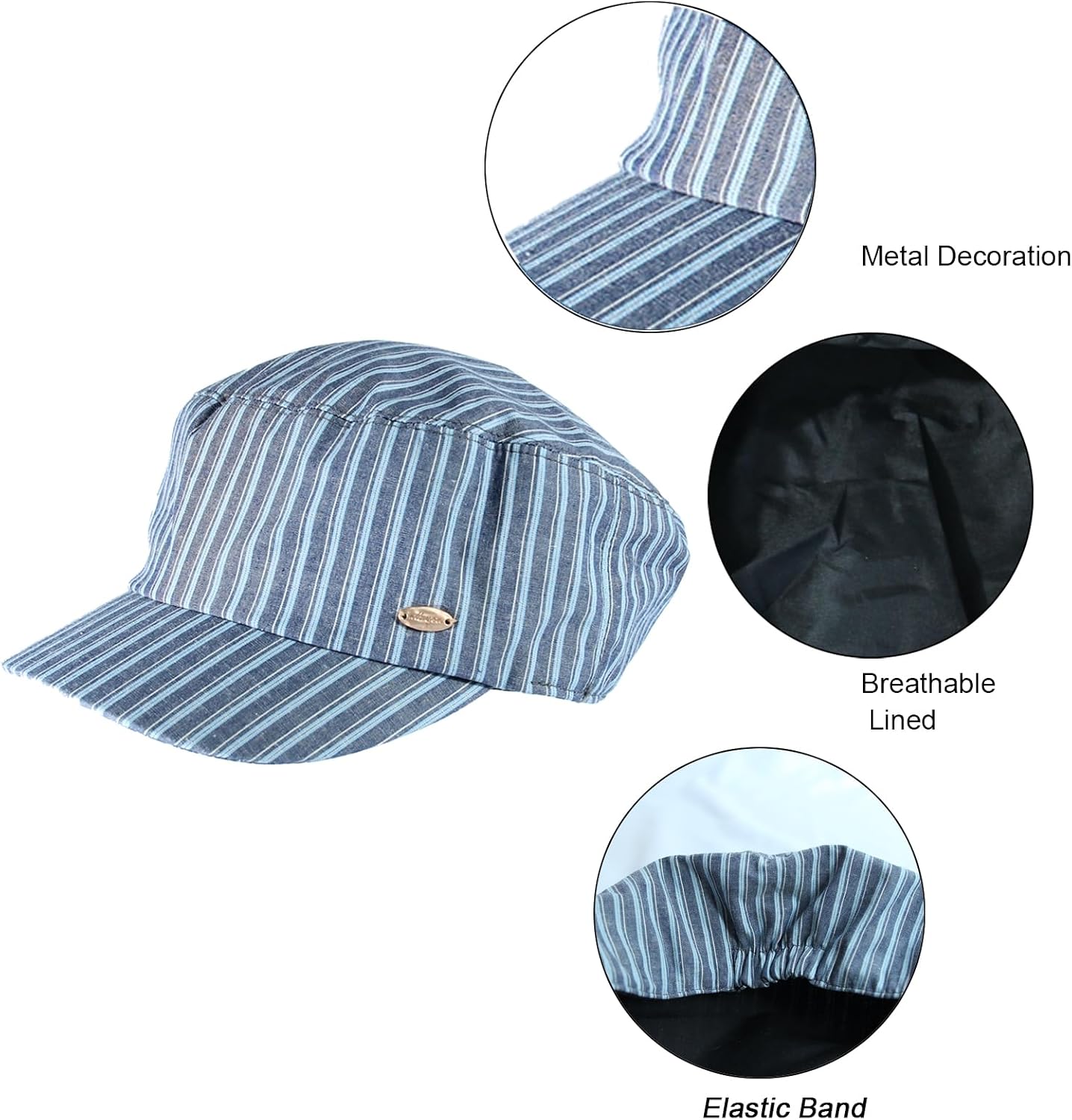 Womens Newsboy Caps Stripe Cabbie Gatsby Hat Ladies Pageboy Caps for Womens
