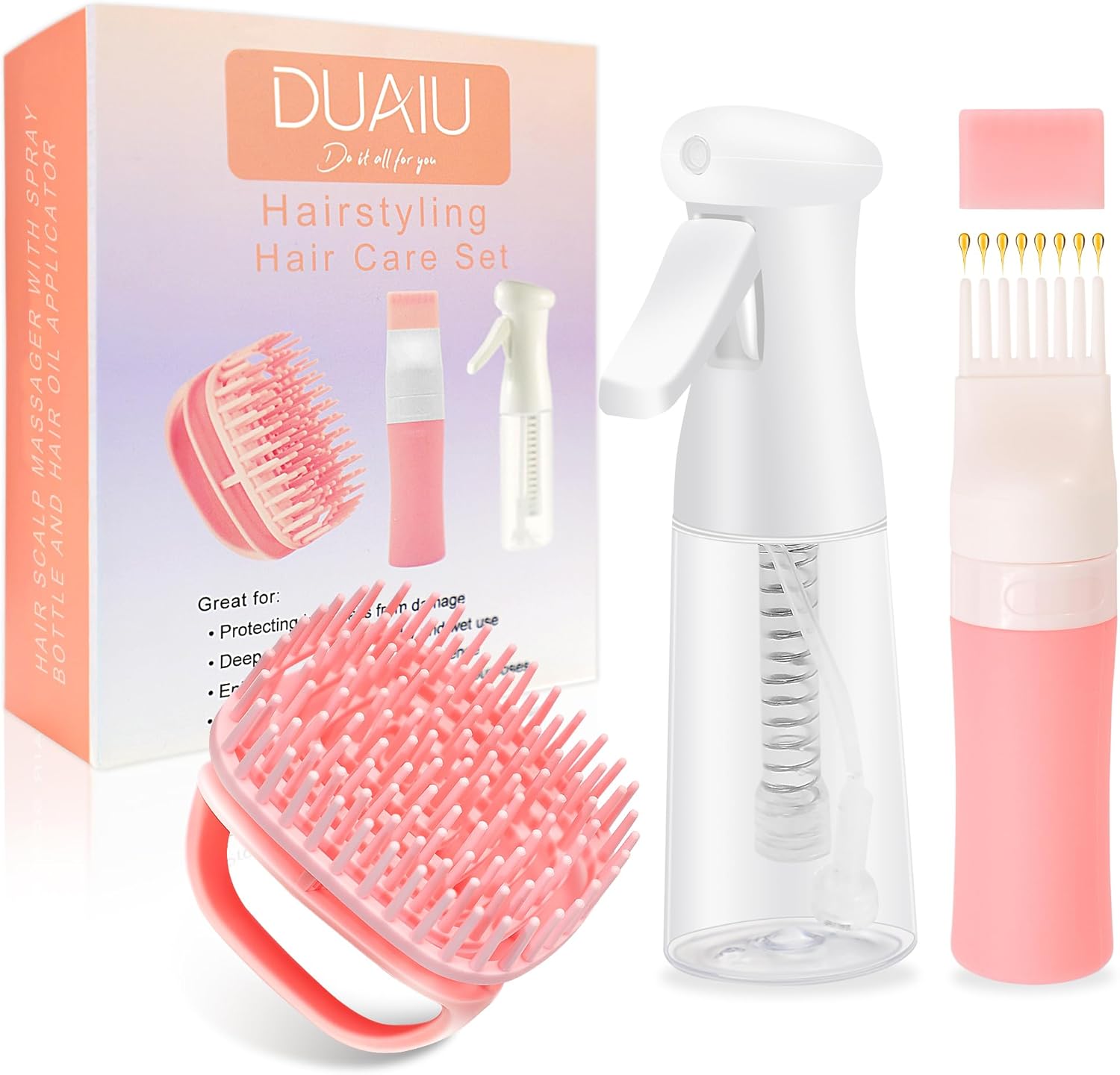 DUAIU Hair Oil Applicator with Continuous Spray Bottle...