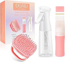DUAIU 3PCS Hair Oil Applicator Bottles, Hair Oil Applicator with Continuous Spray Bottle and Scalp Massager, Hairdressing Tools and DIY at Home