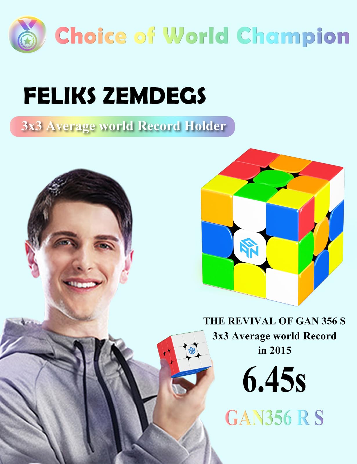 ROXENDA Gan 356 RS 3x3 Kostka Prędkości Stickerless - Magiczna Kostka V3 System Dla Początkujących i Profesjonalistów
