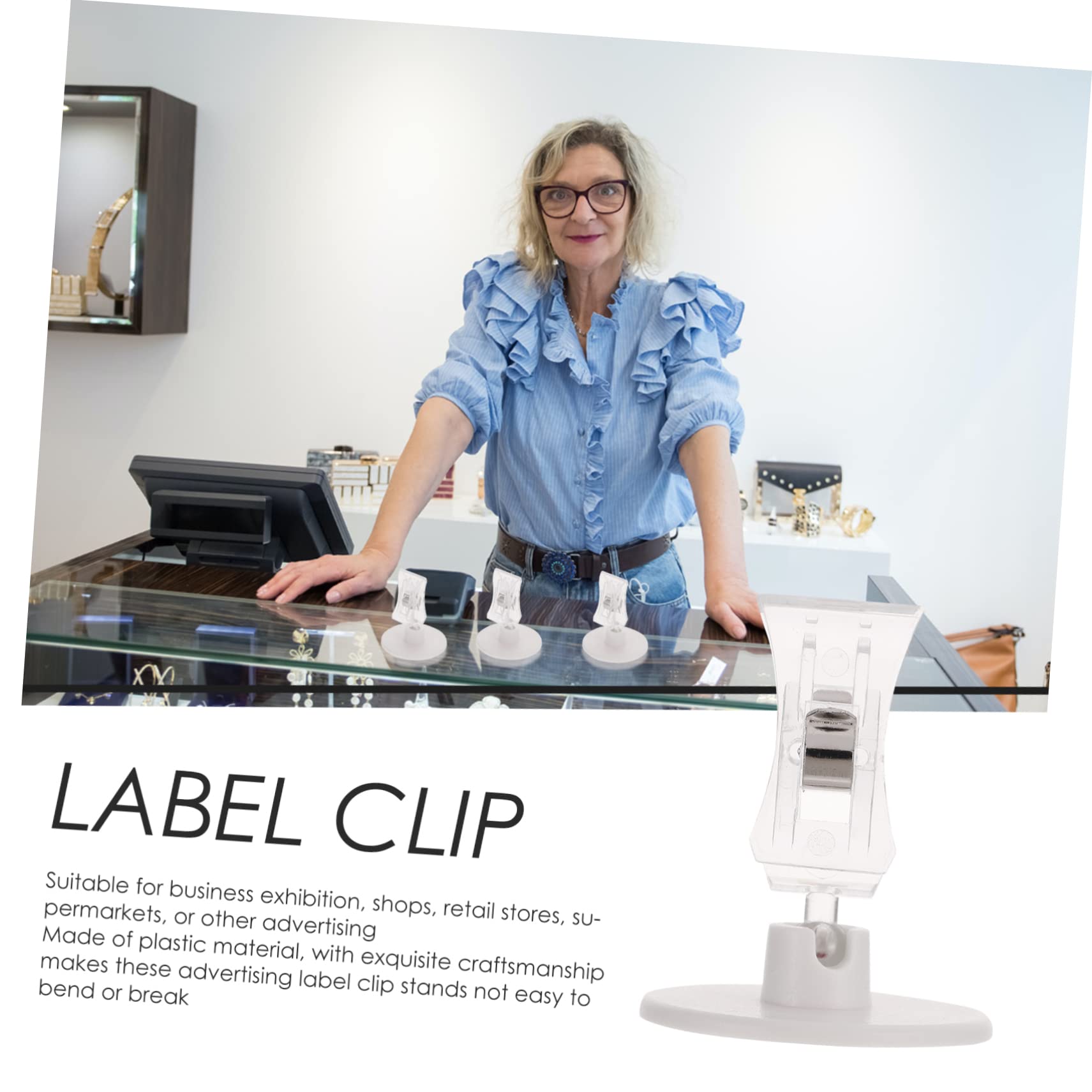 VILLCASE 48 Pz Porta Etichette Da Scaffale Clip Stand Porta Segnaletica Clip Sul Posizionare Le Clip Cartelli Espositivi Clip Per Etichette Da Tavolo Clip Girevoli Plastica