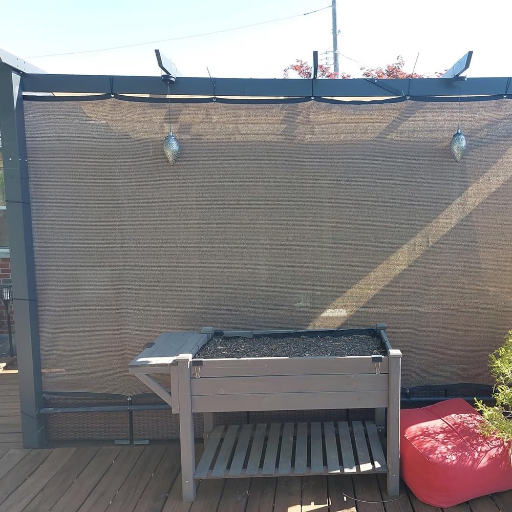 Toldo marrón con 90 % de protección UV para patio al aire libre, jardín, cenador, terraza, tela duradera con ojales (40 x 45 pies) – Solución de sombra ideal