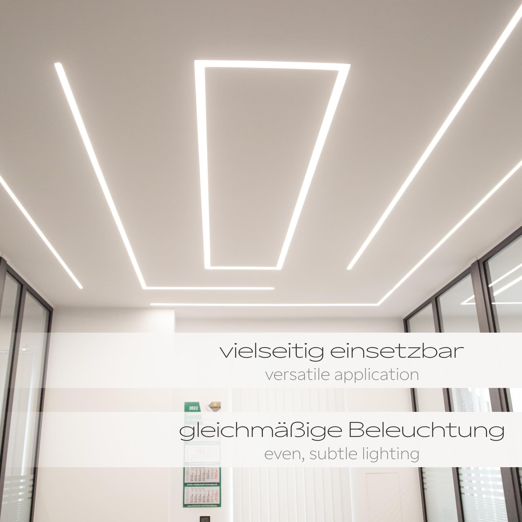HEXIM Profili in alluminio LED, profili per pareti a secco in alluminio da incasso con copertura opalina, varie larghezze - (10 metri, 20mm larghezza luce)