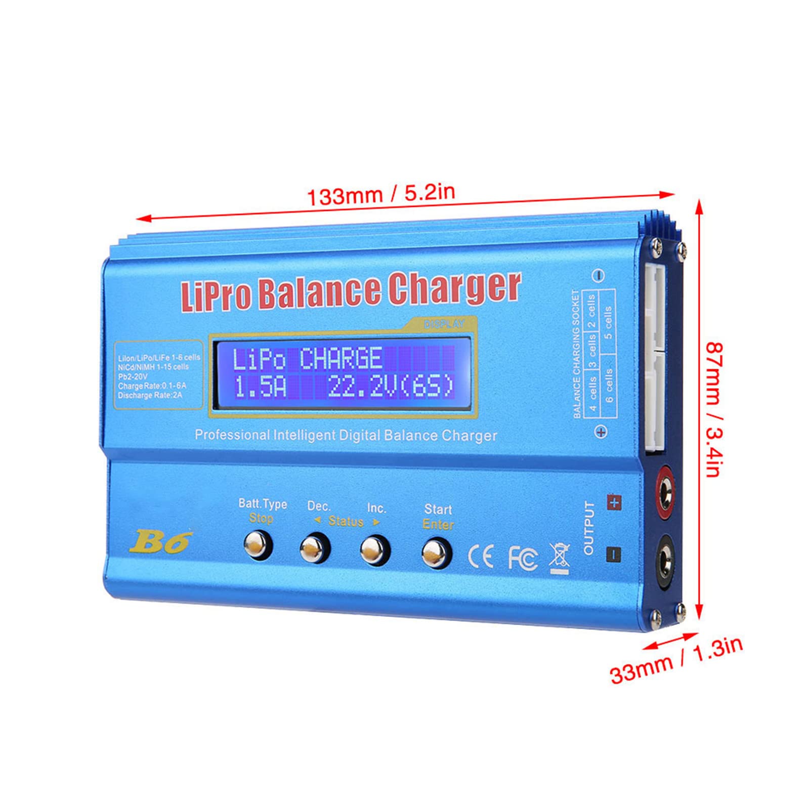 Jadeshay Cargador de Equilibrio,80W Cargador Lipo Descargador de Equilibrio para LLiPo NiMH RC Batería,con Pantalla LCD (EU Plug)
