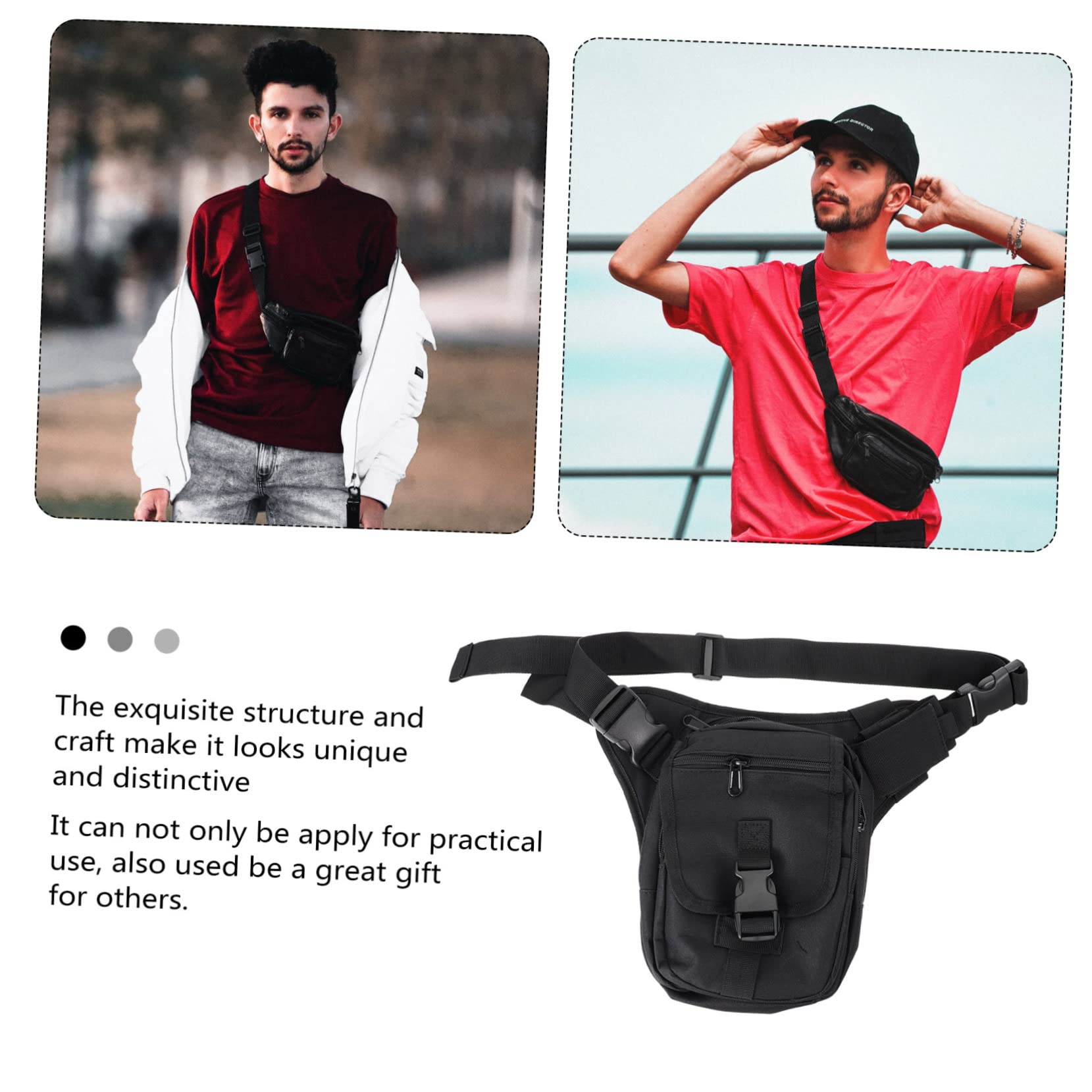 Didiseaon Bolsa Pierna Riñonera para Exteriores Portátil Cangurera Multifuncional Cangurera Resistente para Mujer y Hombre Negra para Camping y Excursiones