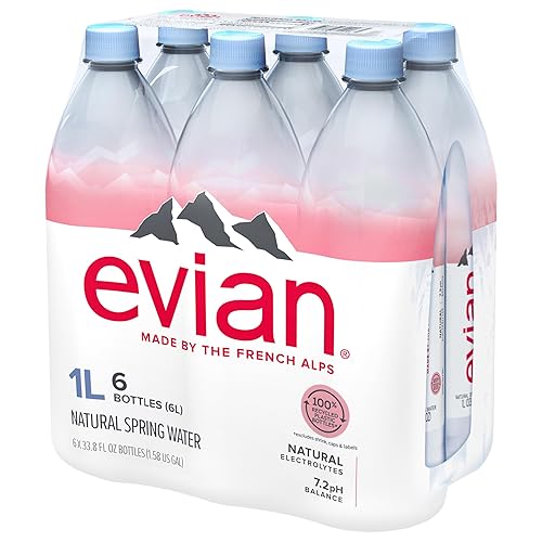 Miniatura 14 de Agua de manantial Evian natural, botellas de 33.8 oz