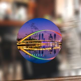 100PCS Bridges Dubai UAE Round Labels Dubai City Vinyl Round Stickers Label City Landscape Souvenir Self-Adhesive Stickers for Party Wedding Favor Cards 3inch