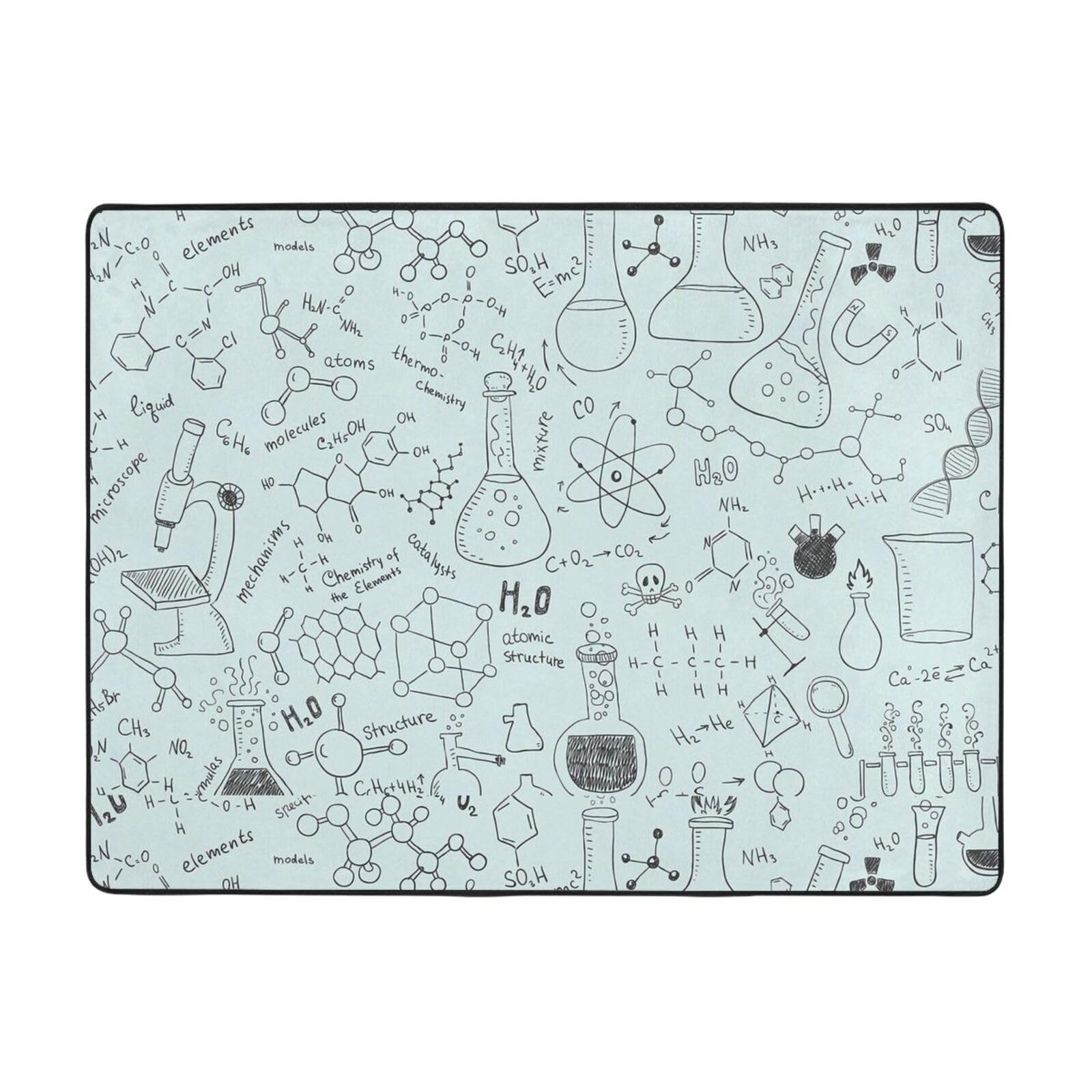 Chemie-Druck, Großer Teppich, rutschfeste Fußmatte für Wohnzimmer und Schlafzimmer, 160 x 120 cm